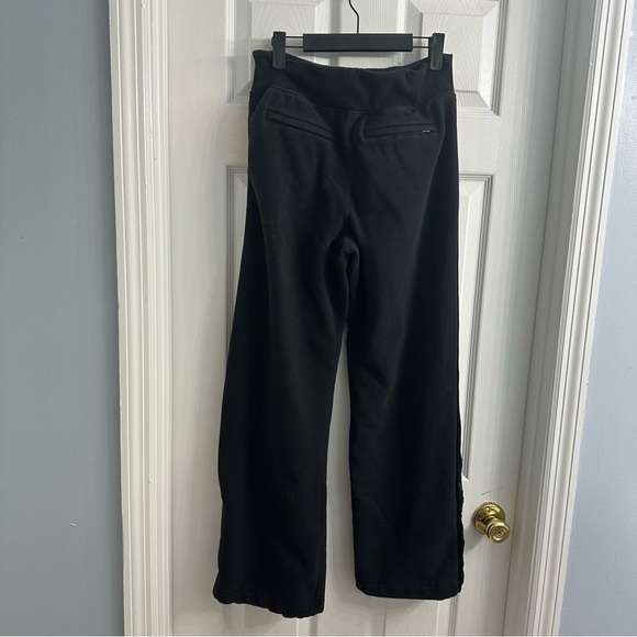 Athleta Pants Black Velvet Trim Wide Leg Snap Sides Athleisure Casual Size Small - Picture 5 of 8